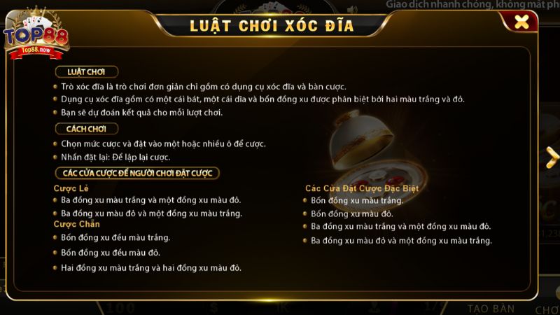 Luật chơi xóc đĩa online quen thuộc mà hấp dẫn