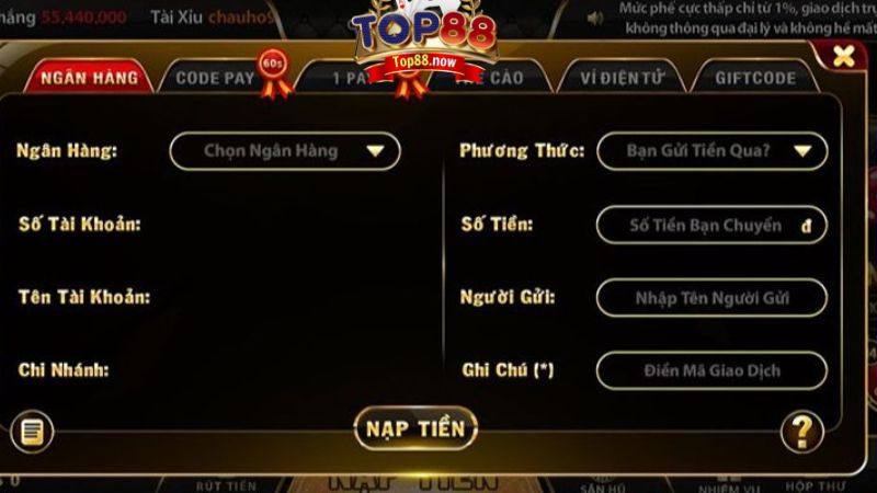 Nạp tiền Top88 qua ngân hàng