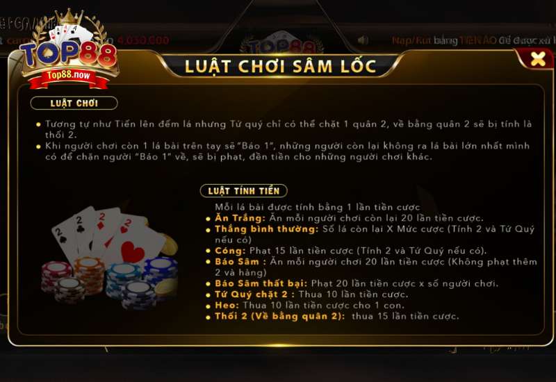 Luật tính tiền sâm Top88