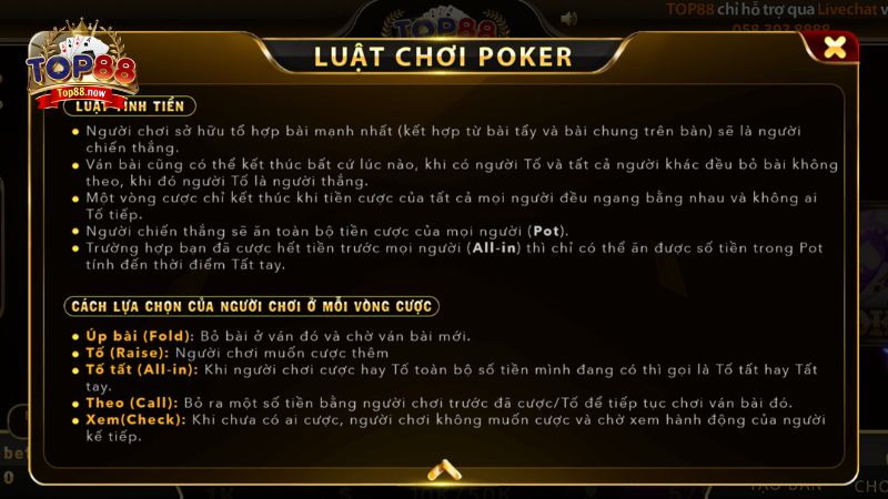 Quy tắc tính tiền thắng - thua khi chơi Poker